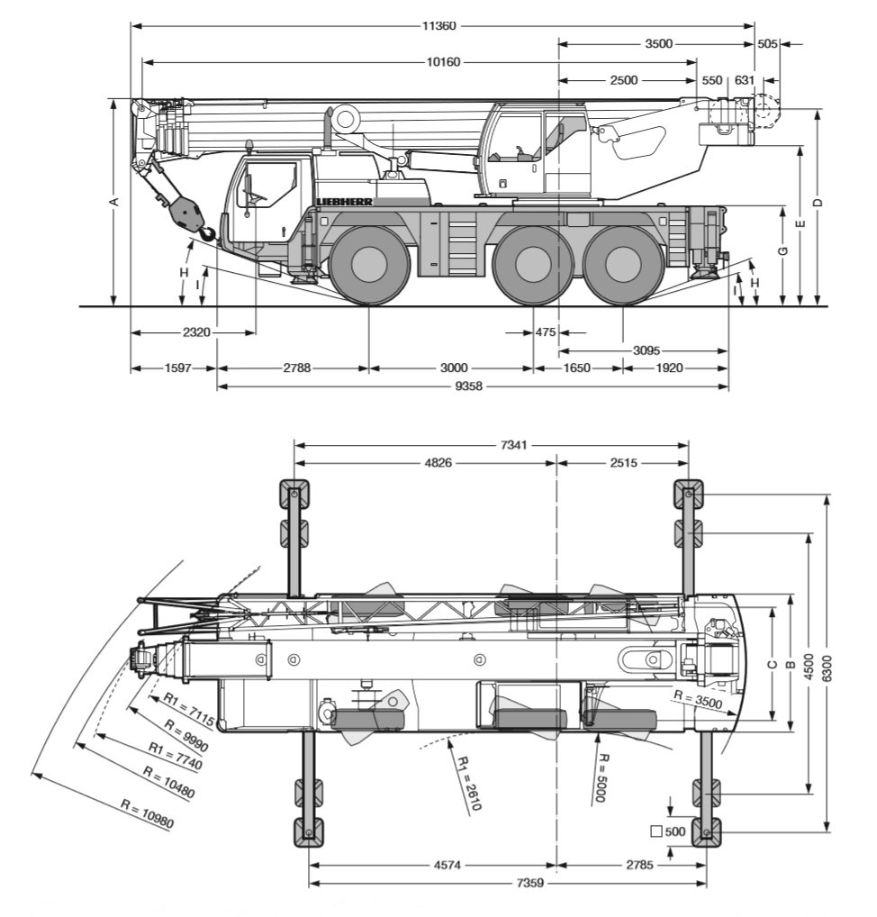 Liebherr LTM1055-3.1 dimensiones