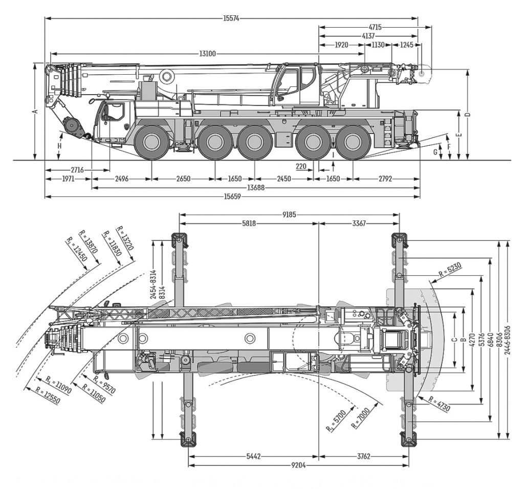 Liebherr LTM1160-5.2 dimensiones